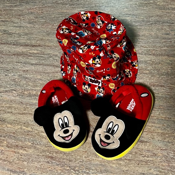 Disney’s Mickey Mouse set of hat and slippers for toddlers